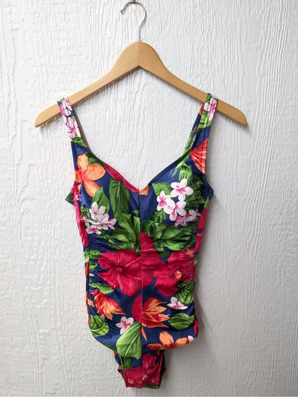 Vtg Maxine Of Hollywood Floral Swimsuit One Piece Tropical Beach Pool Size 10
